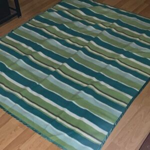 Striped Green and Blue outdoor Blanket